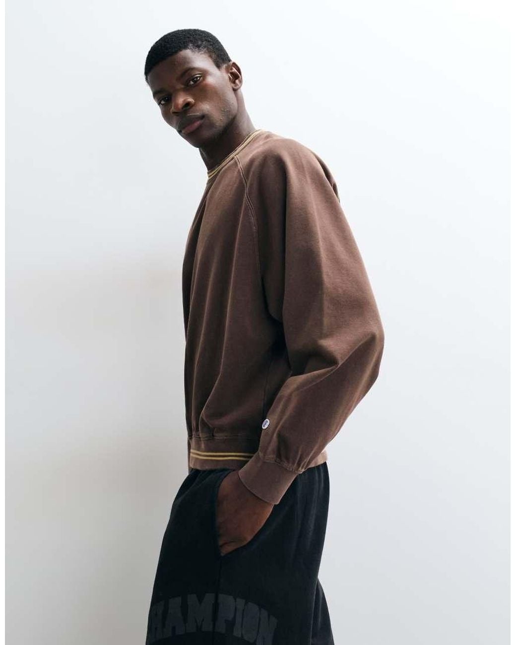 Champion Brown Future Memories Oversized Crewneck Sweatshirt for men