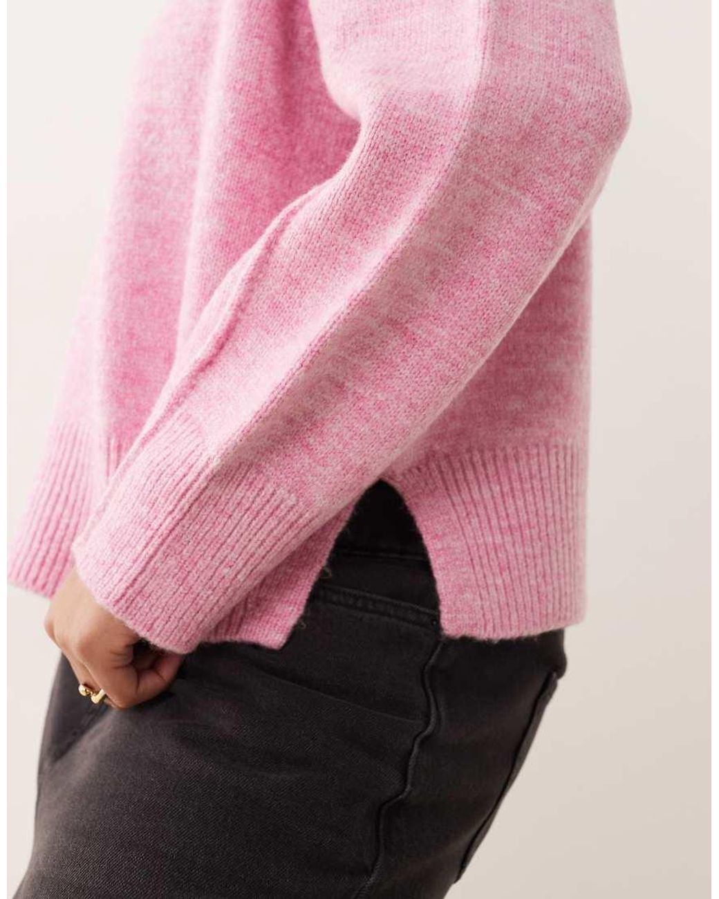 ASOS Pink Asos Design Curve Boxy Crew Neck Jumper With Side Split Detail