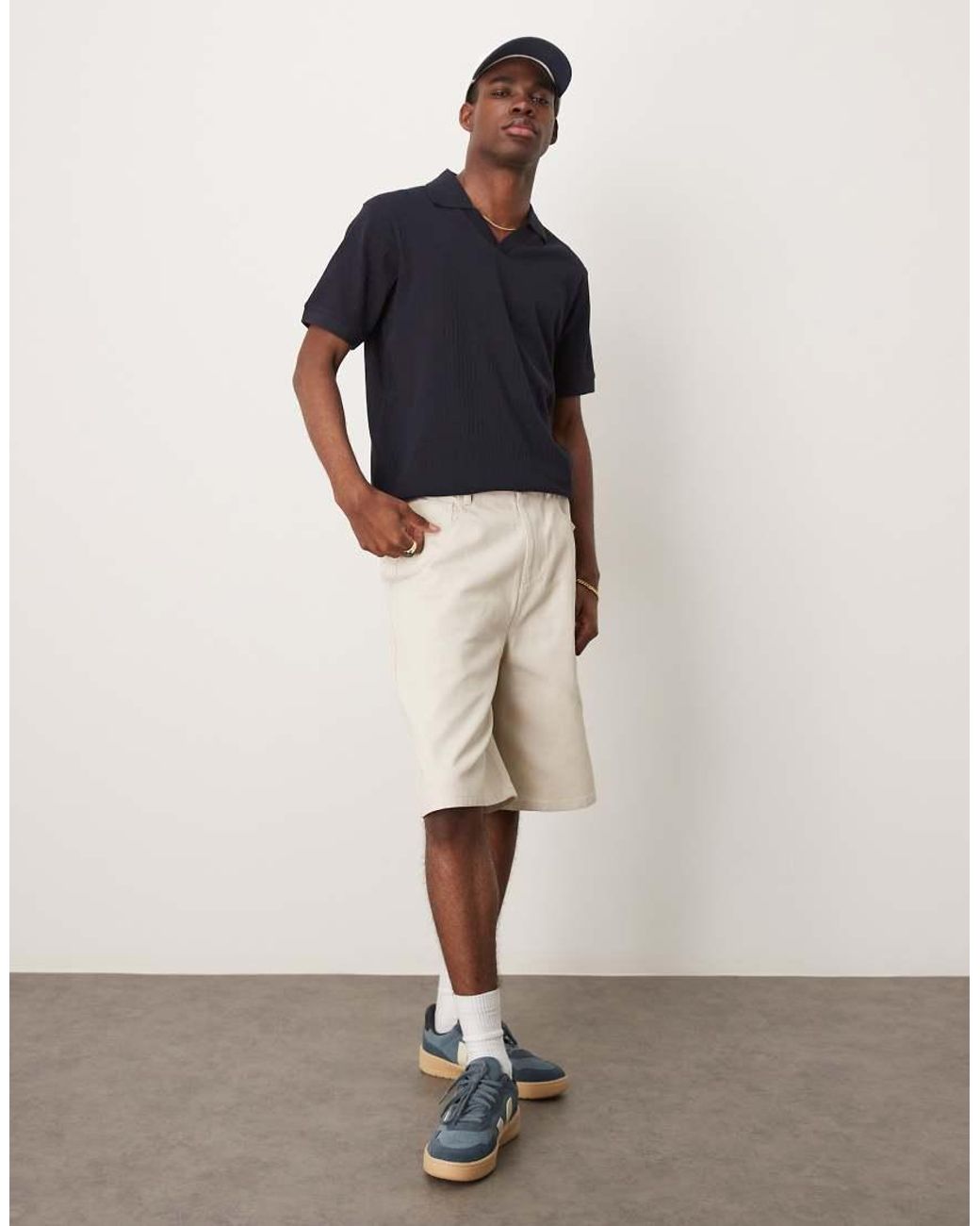 SELECTED Geribbeld Poloshirt in het Blue voor heren