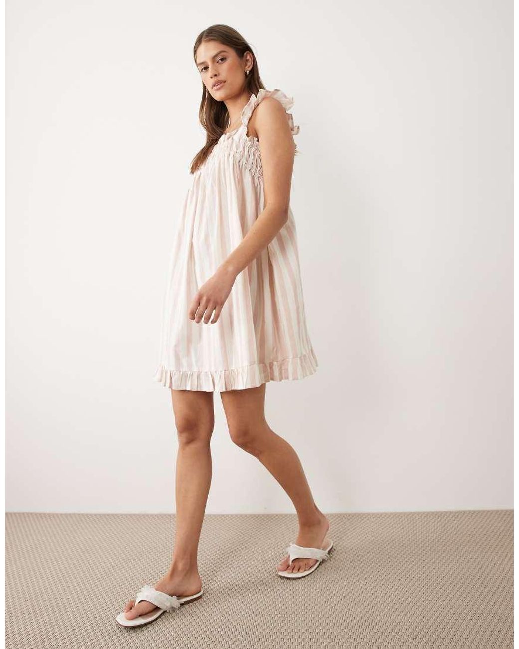 Wednesday's Girl Natural Wednesdays Girl Ruffle Sleeve Babydoll Cami Dress