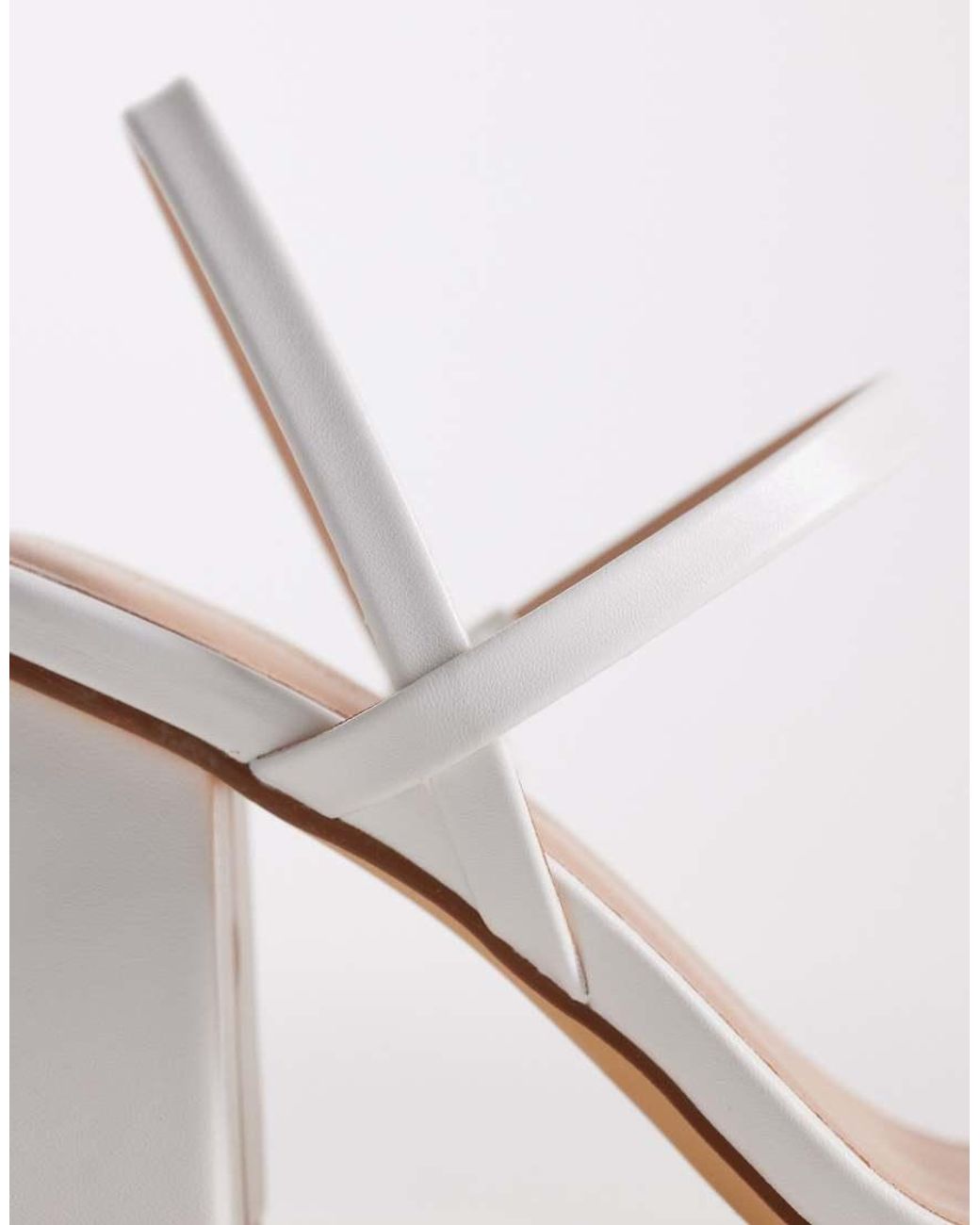 London Rebel White Ash Strappy Mid Block Heeled Sandals