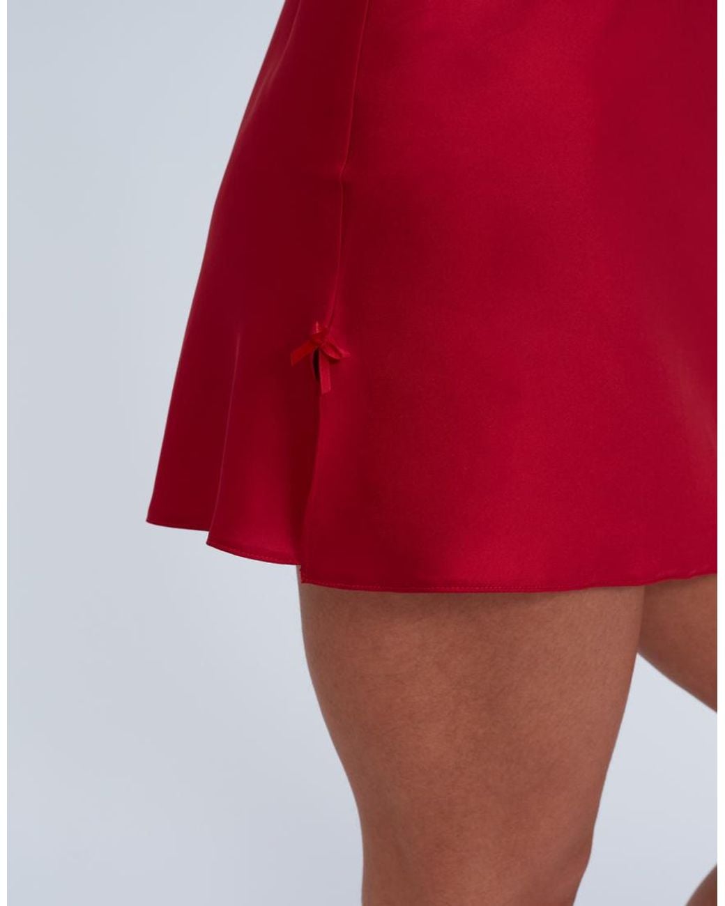Boux Avenue Red Kaya Satin Chemise Floral Comfy Adjustable Straps Nightgown