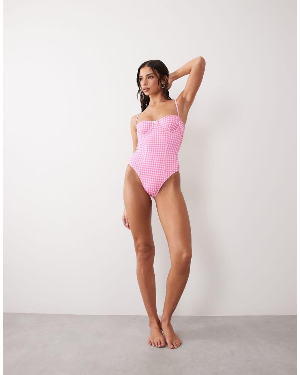 Free Society Pink Gingham Underwire Swimsuit