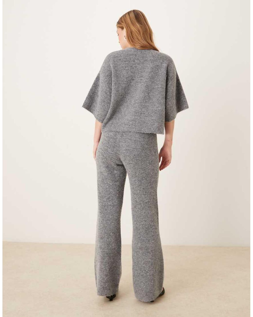 Pretty Lavish Natural Knit Wide Leg Pants