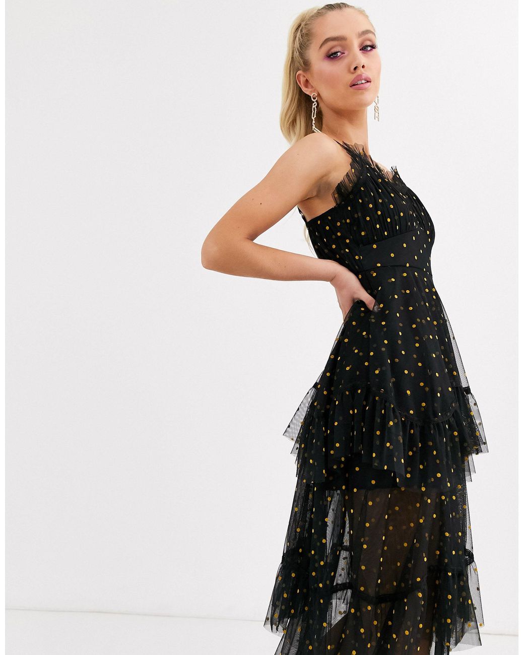 lace and beads polka dot dress