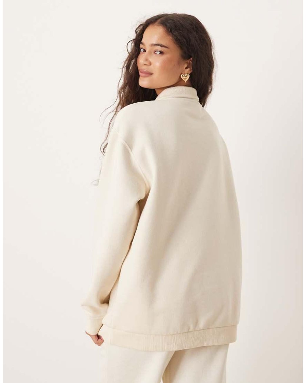 Brave Soul Natural Quarter Zip Funnel Neck Sweatshirt