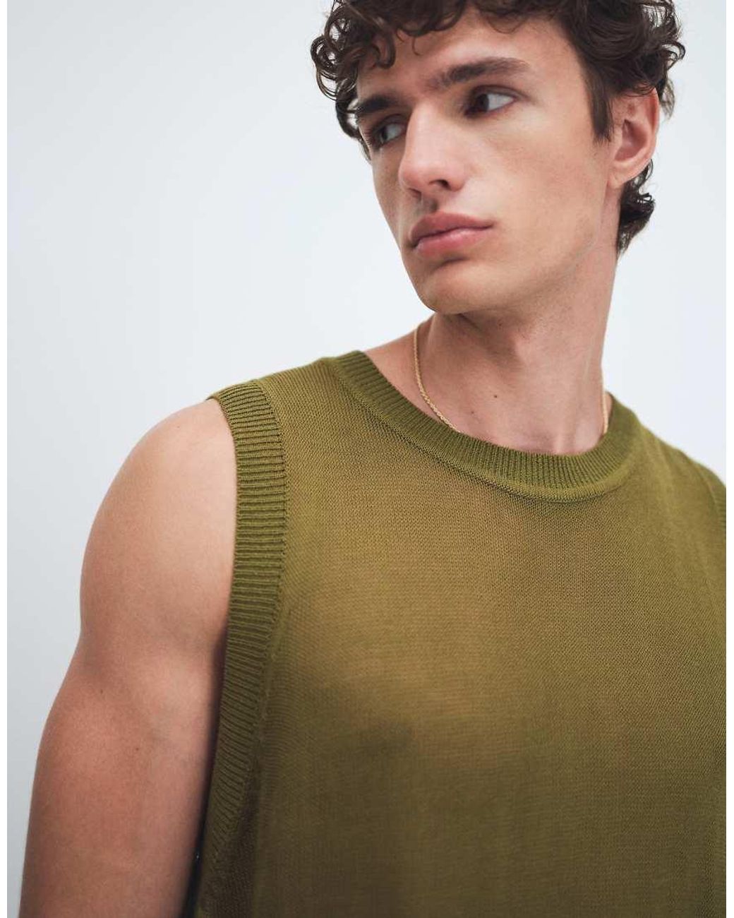 ASOS Green Relaxed Knitted Lightweight Vest for men