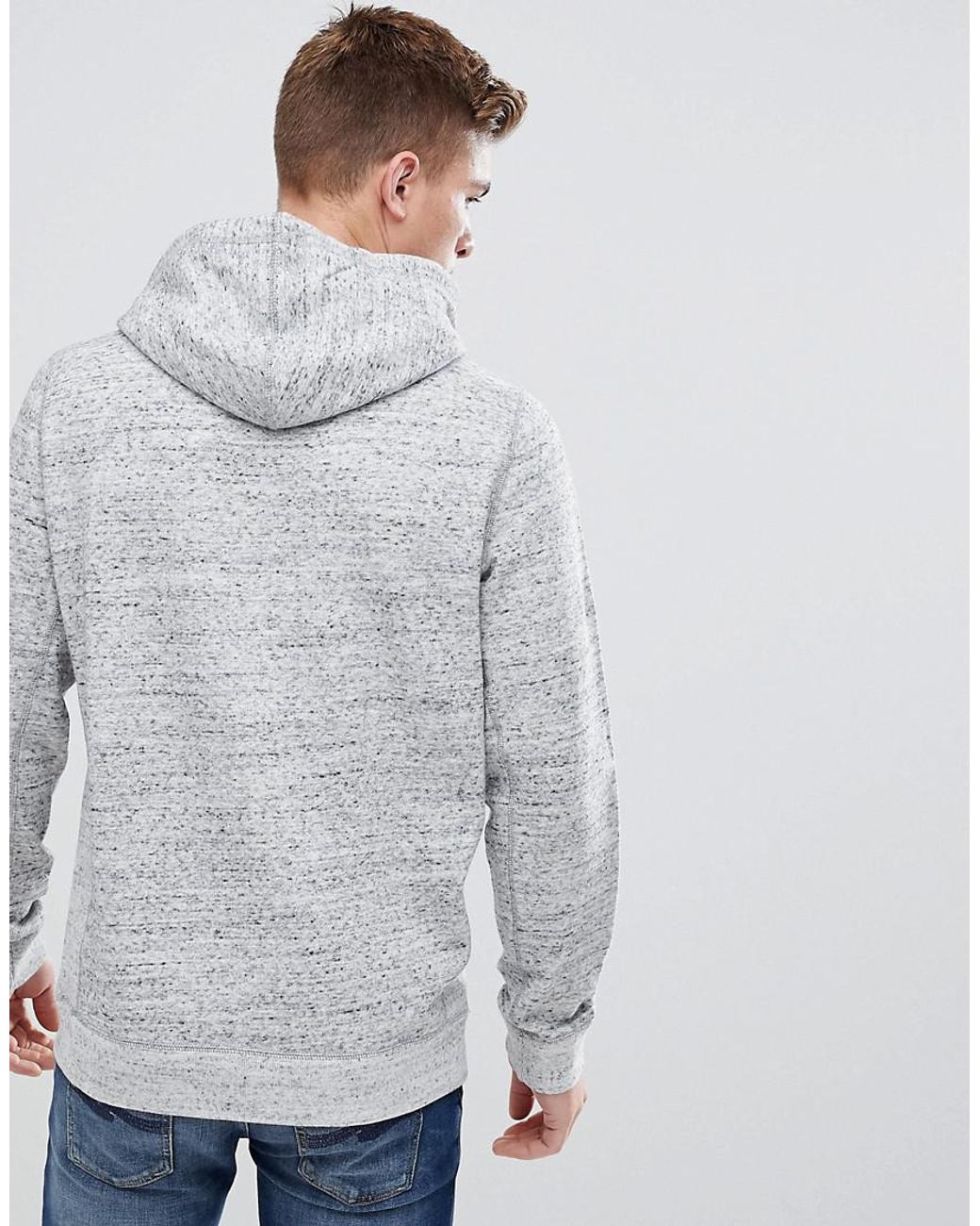 Abercrombie Fitch Large Front Flock Logo Hoodie In Grey Marl in Gray for Men Lyst