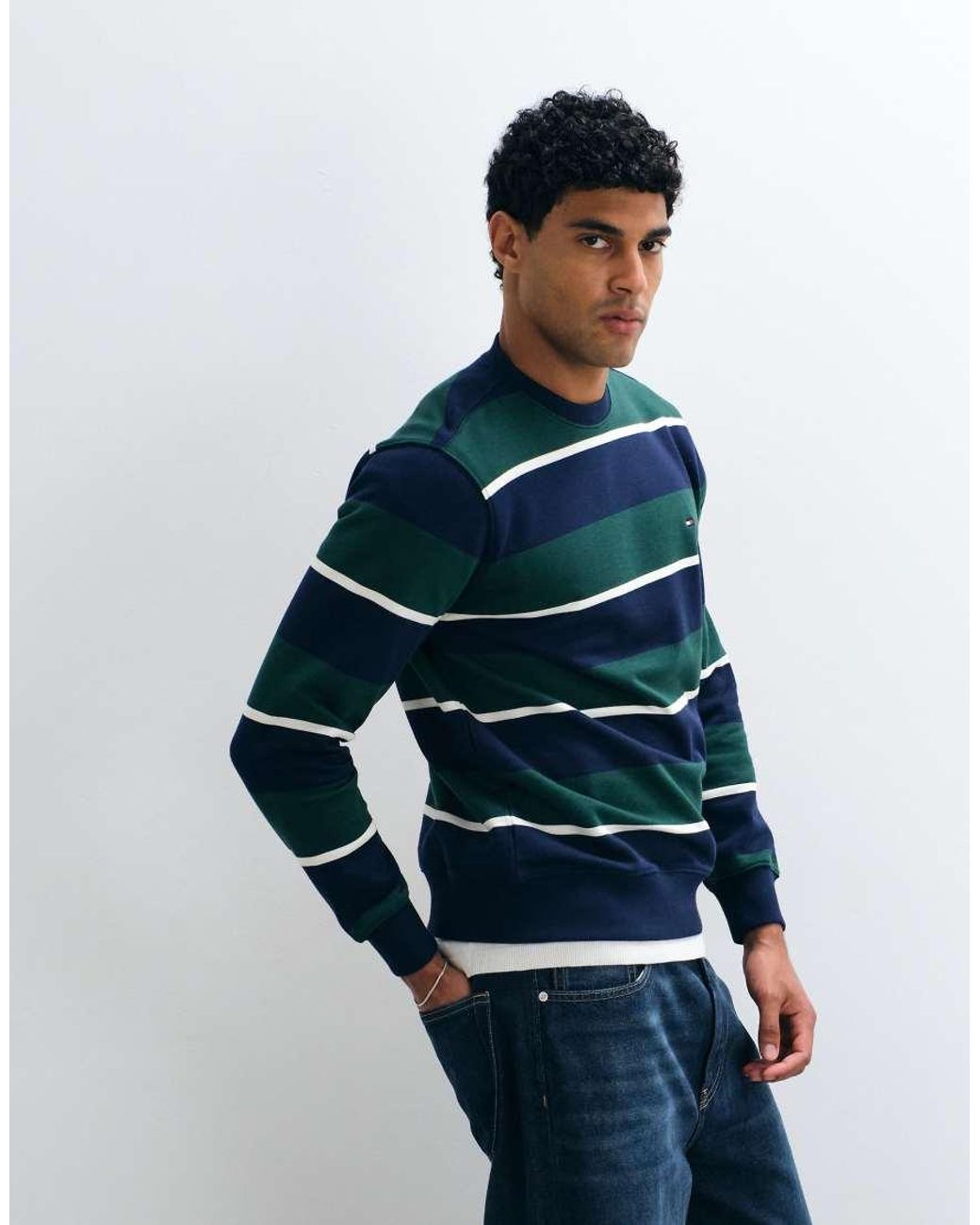 Tommy Hilfiger Blue Flag Logo Crewneck Sweatshirt for men