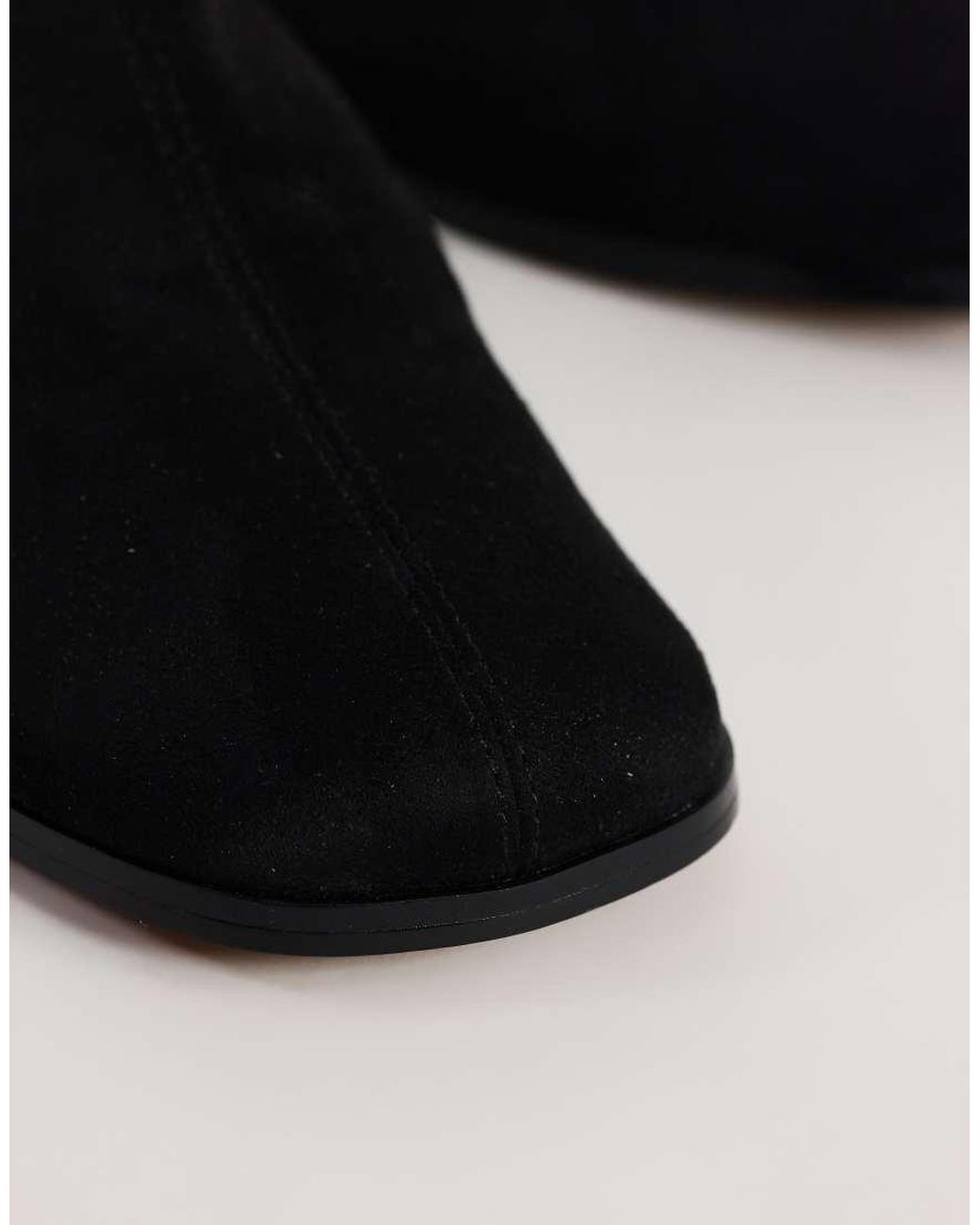 TOPSHOP Black Debbie Faux Suede Square Toe Flat Shoe Mule