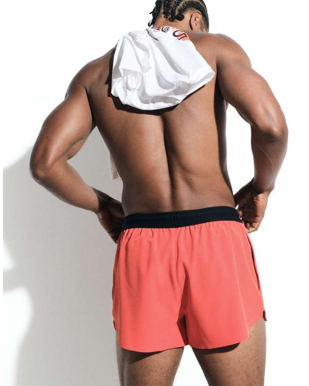 4505 Red 2-inch Running Shorts With Elastic Waistband And Zip Pockets for men