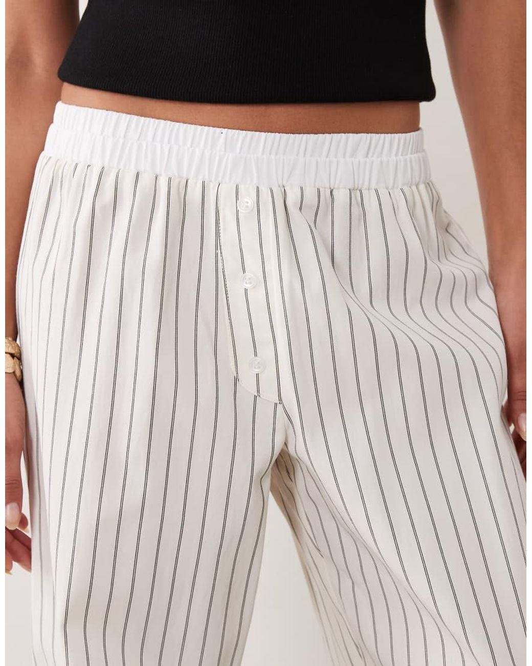 ASOS White Boxer Waistband Wide Leg Trouser Co Ord