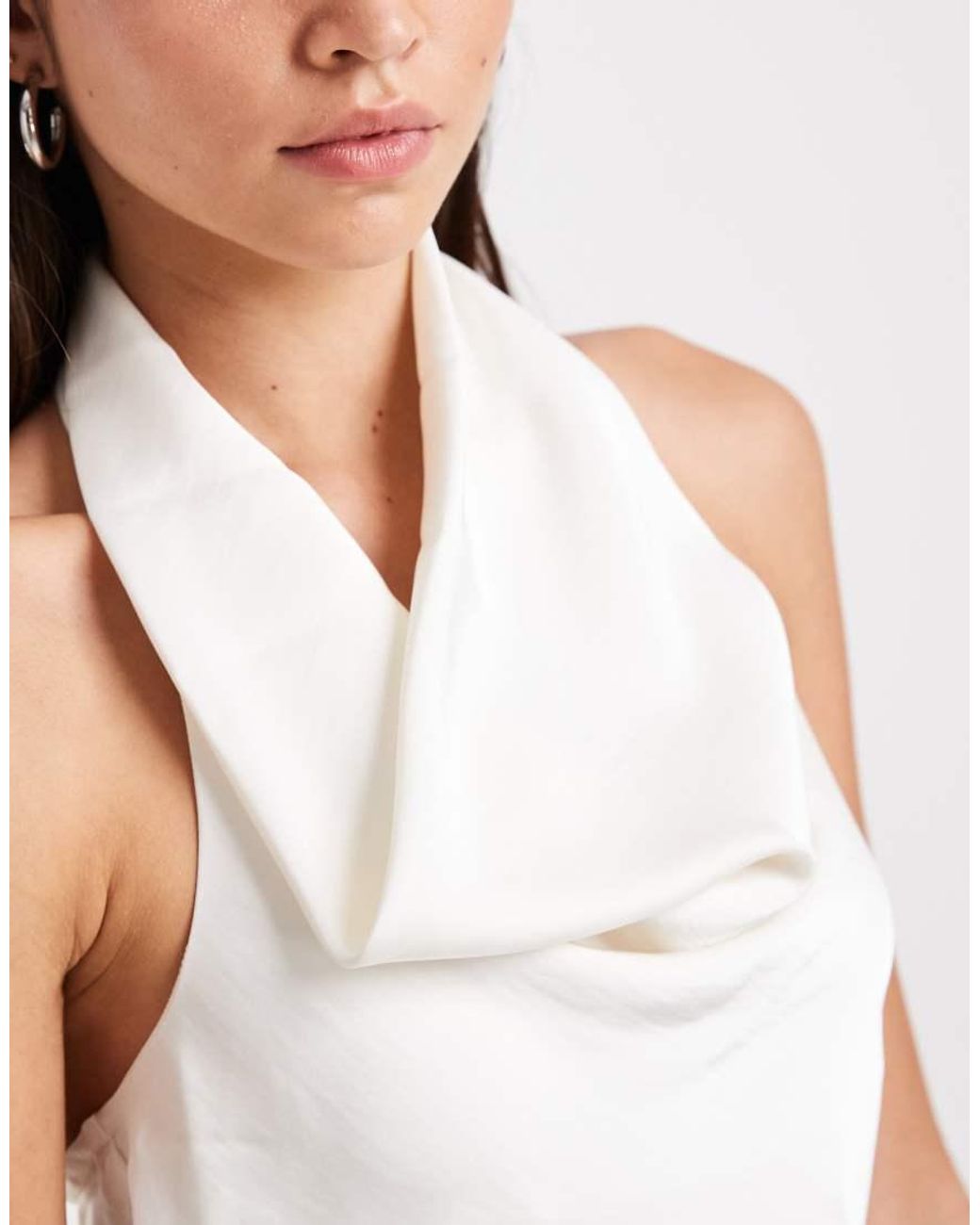 Vero Moda White Halterneck Sleeveless Satin Top