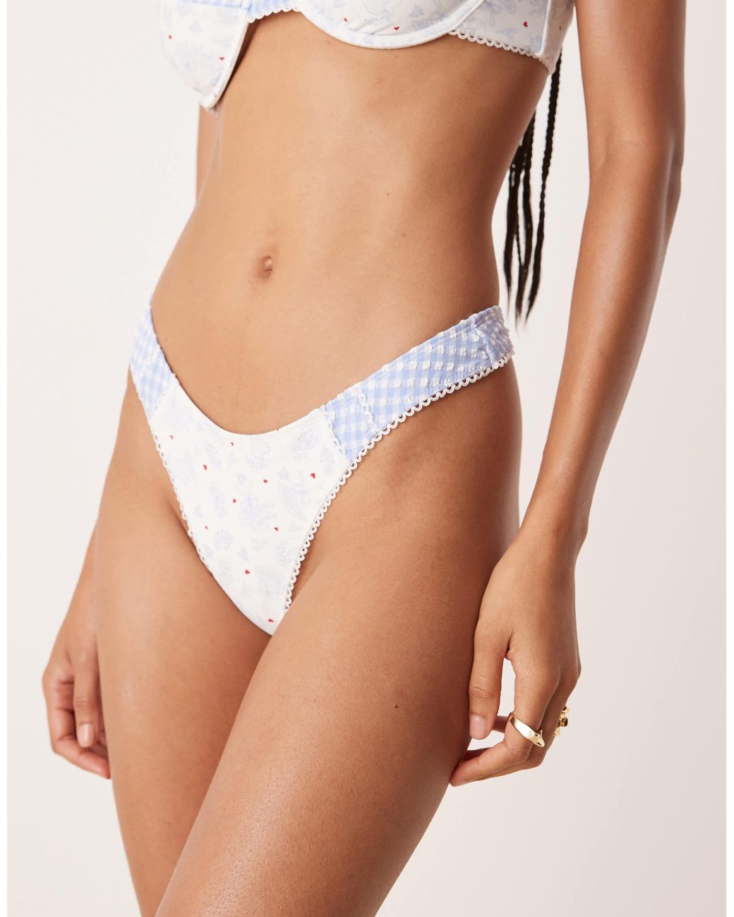 For Love & Lemons Pink Floral Stems Bikini Bottoms Co-ord