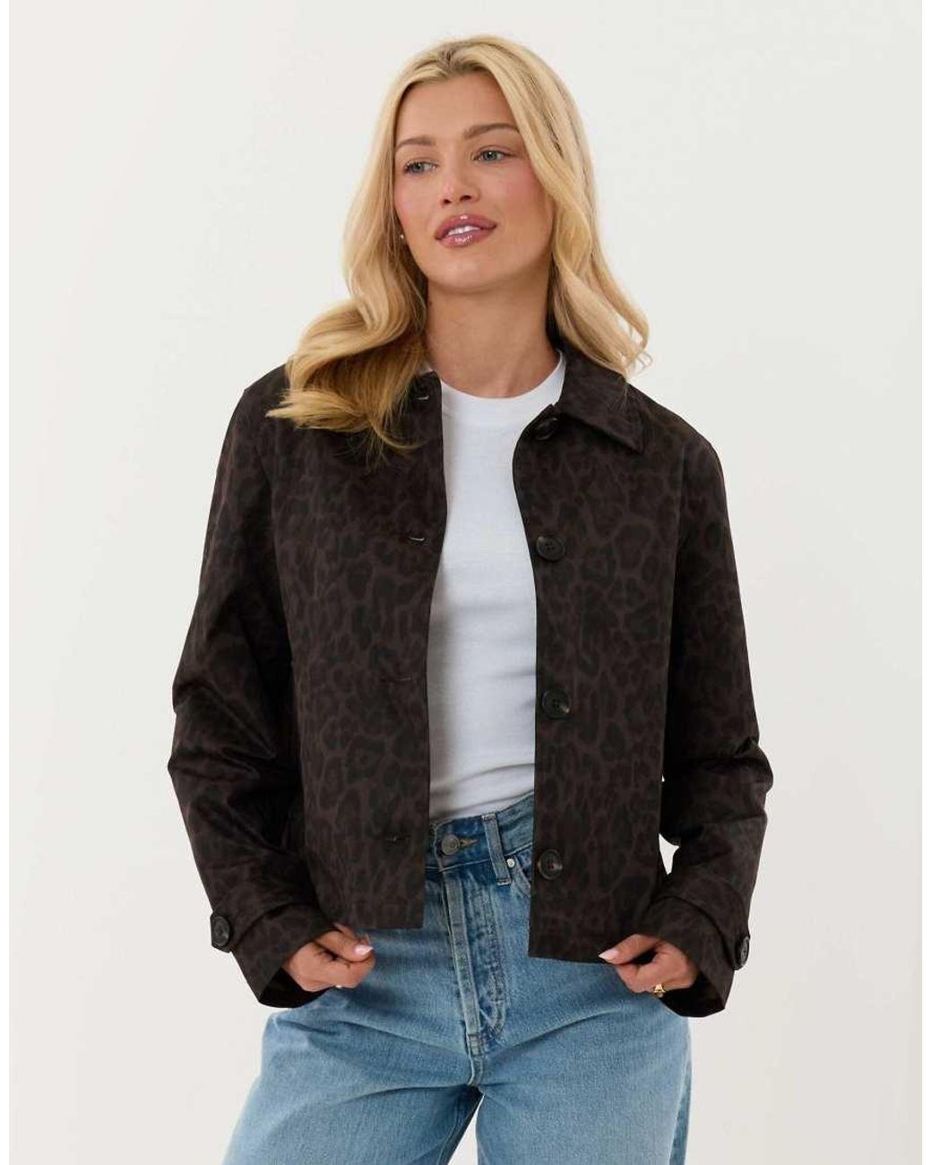 Threadbare Black Cropped Collared Trench Coat