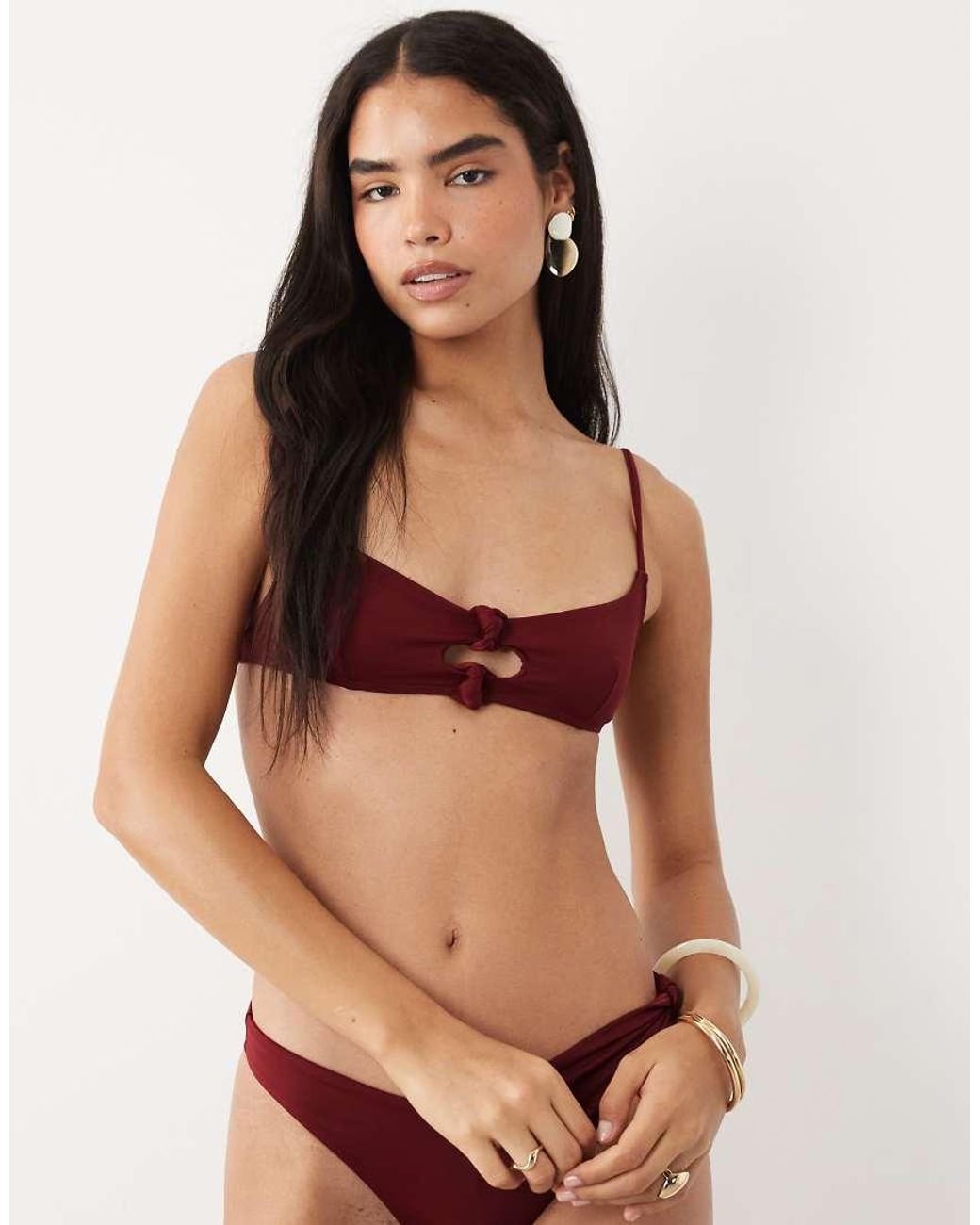 ASOS Red Martina Knot Crop Bikini Top