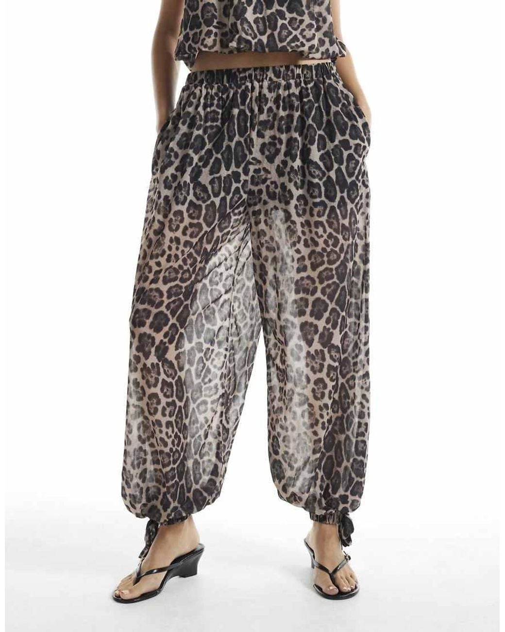 River Island Black Leopard Print Chiffon Balloon Trousers