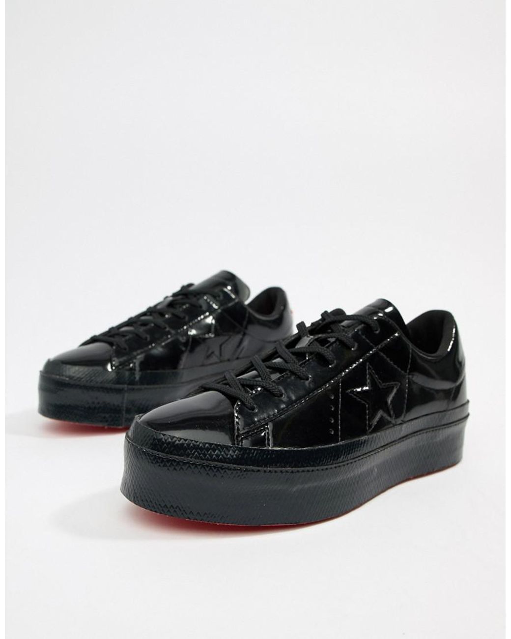 Characteristic All the time procedure Converse One Star Platform Ox Black Sneakers | Lyst