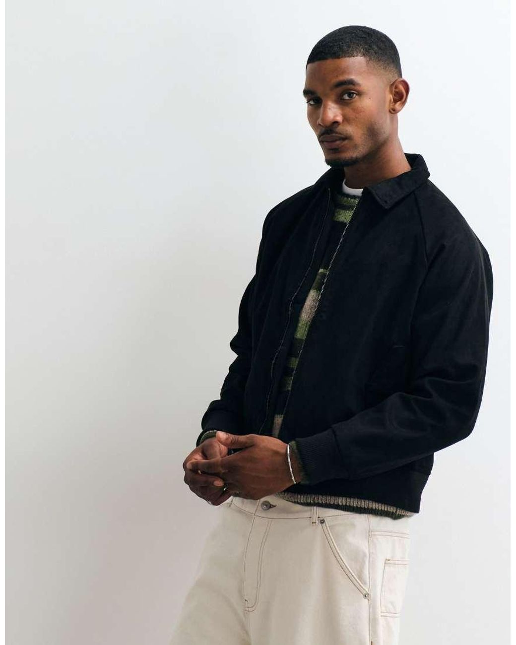 Blend Black Zip Through Collar Bomber Jacket for men