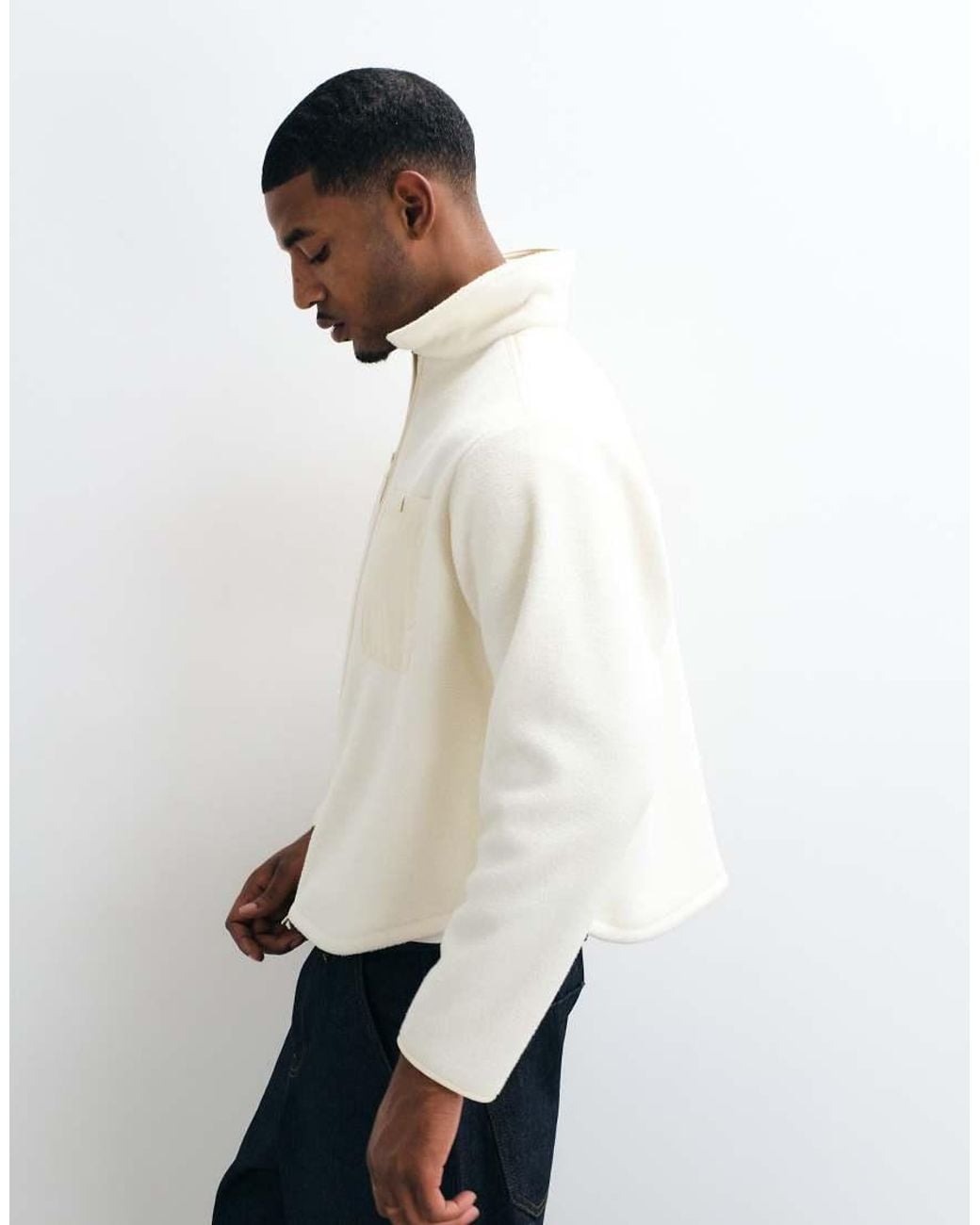 BLKVIS White Logo Zip Through Fleece Jakcet for men