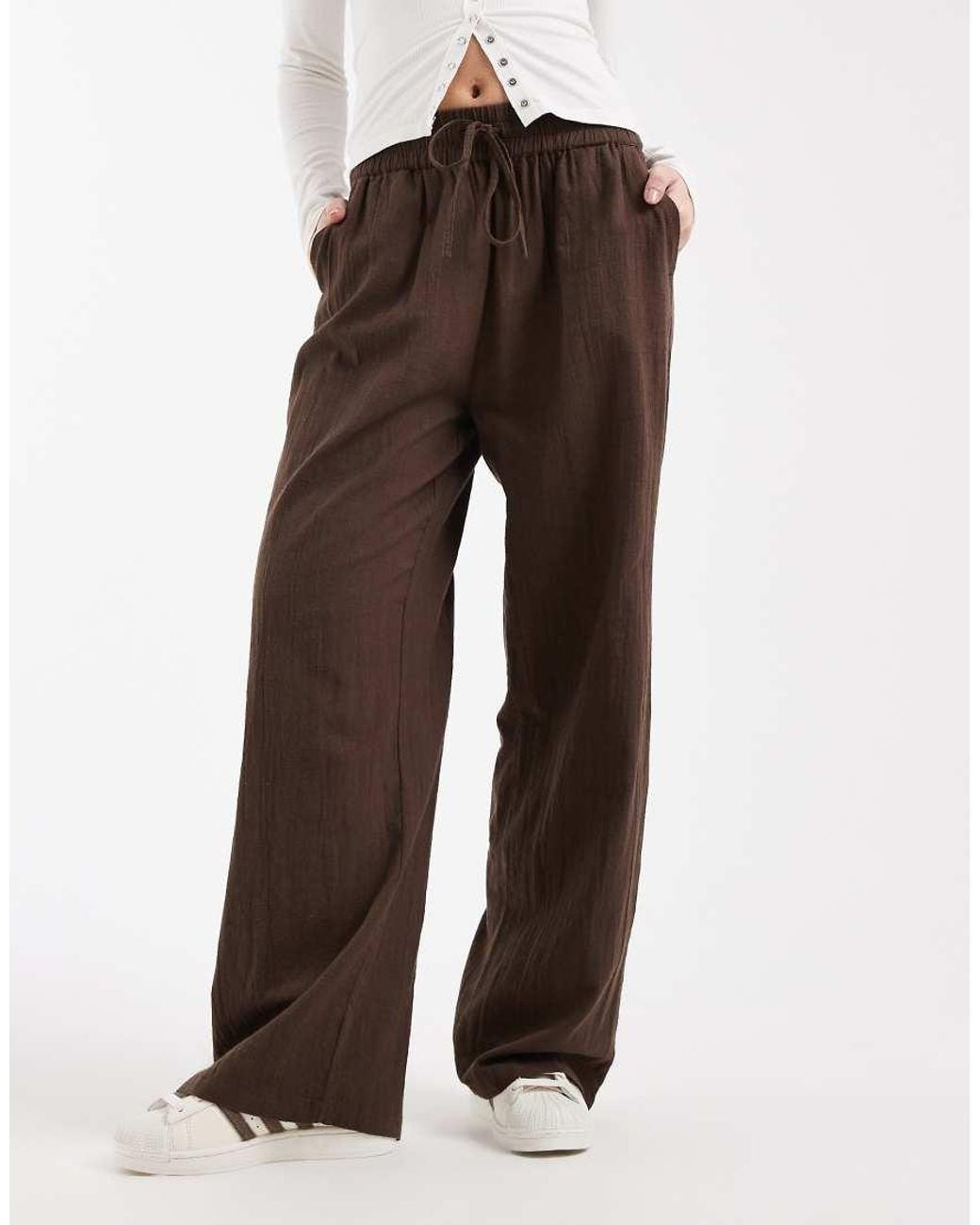 ONLY White Wide Leg Linen Look Trousers