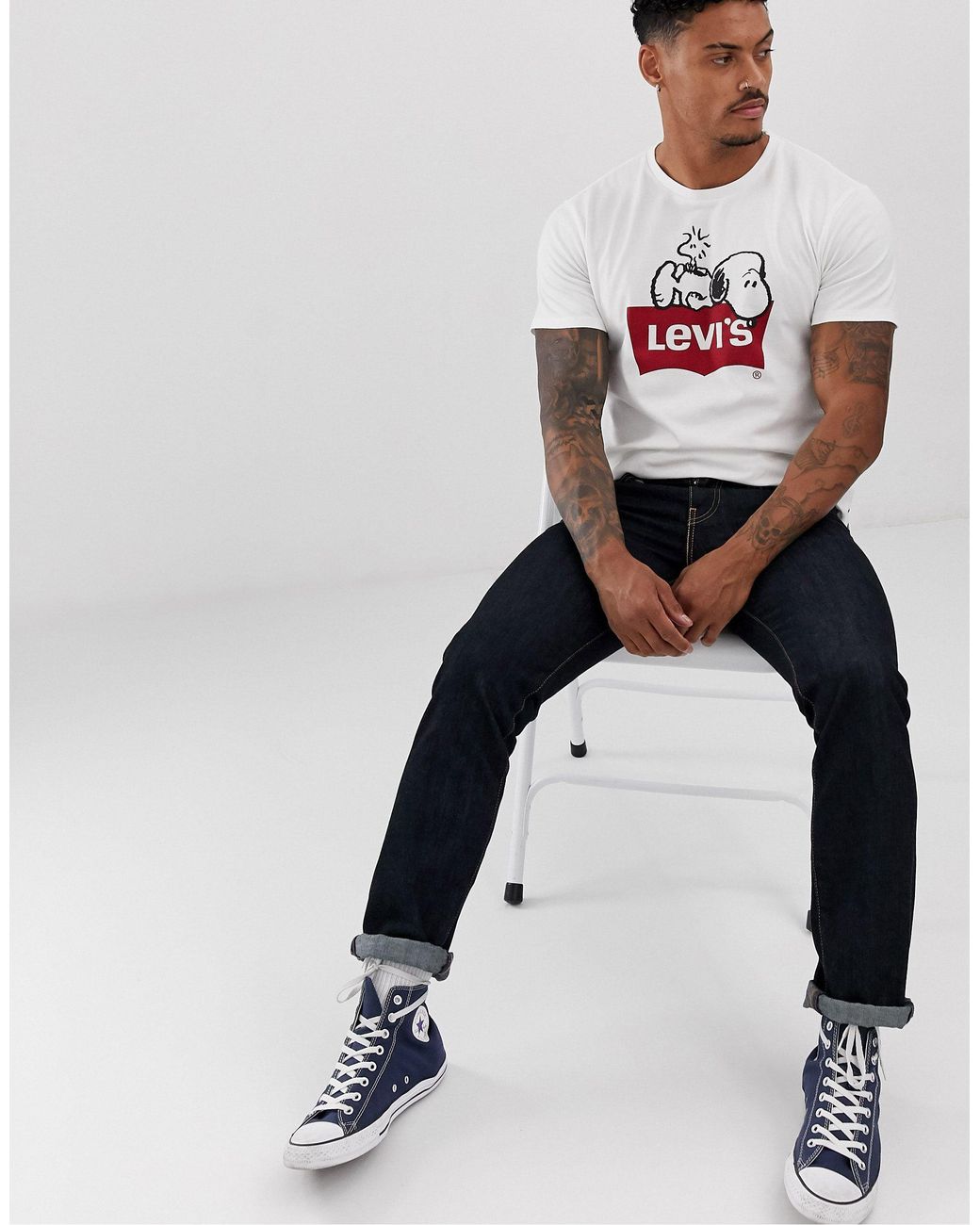 Levi's Peanuts Snoopy - T-shirt Met Vleermuislogo in het Wit voor heren |  Lyst NL