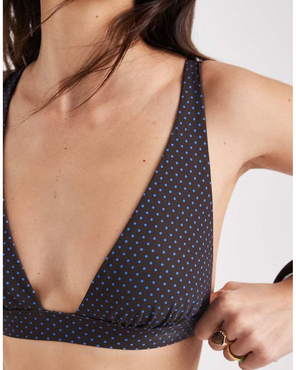 & Other Stories Blue Deep Plunge Bikini Top