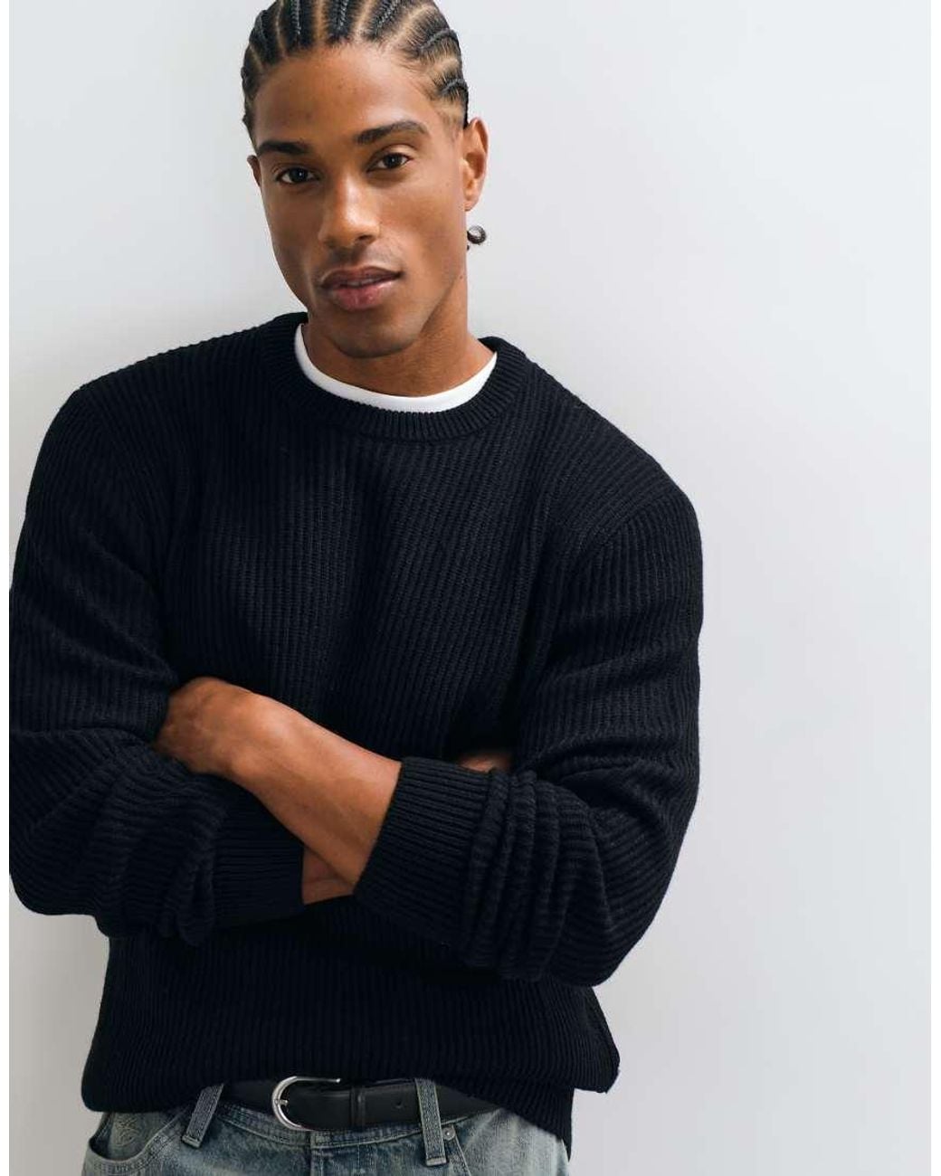 Jack & Jones Blue Fine Rib Jumper for men