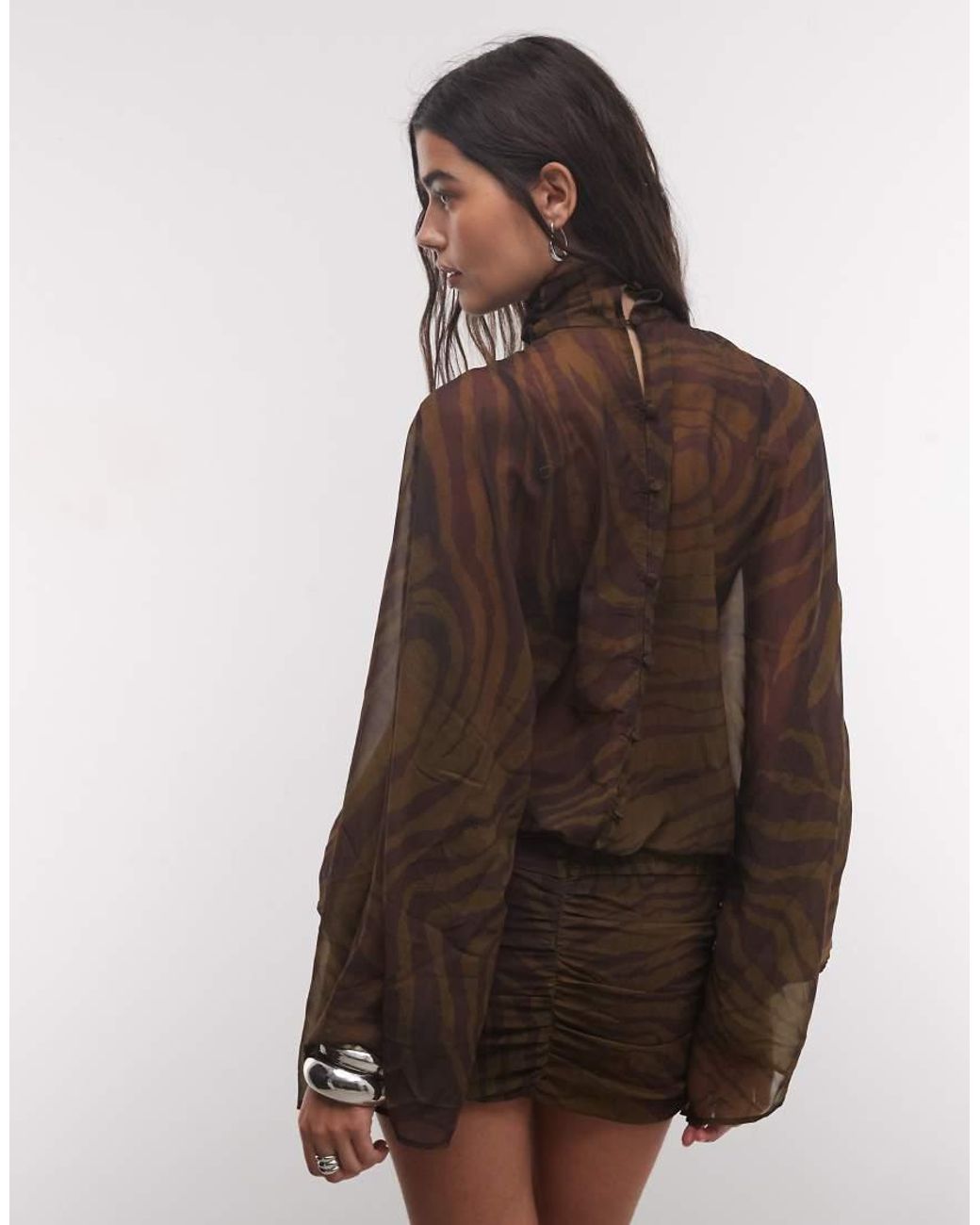 ASOS Brown Batwing Chiffon Mini Dress