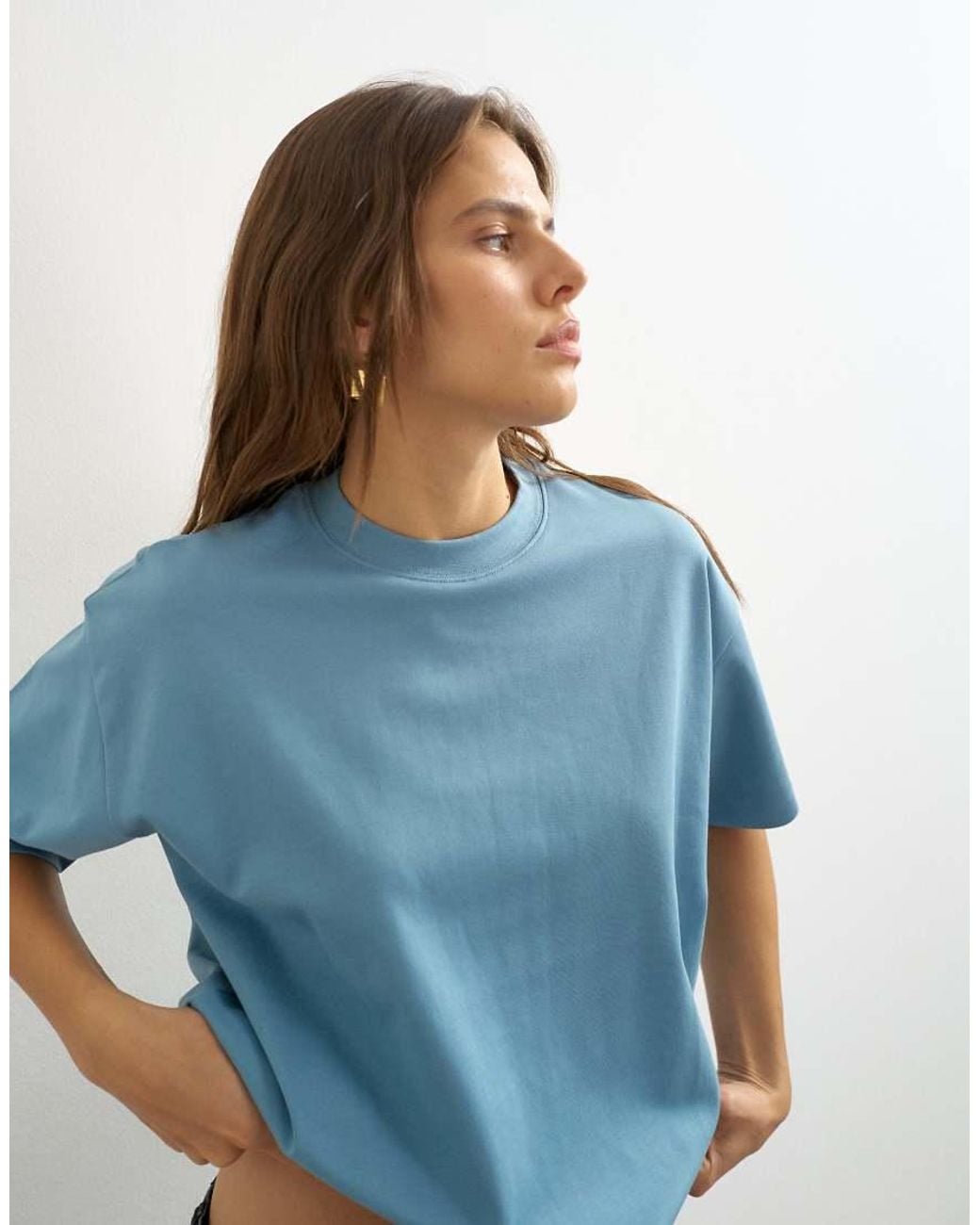TOPSHOP Blue Premium Interlock T-shirt