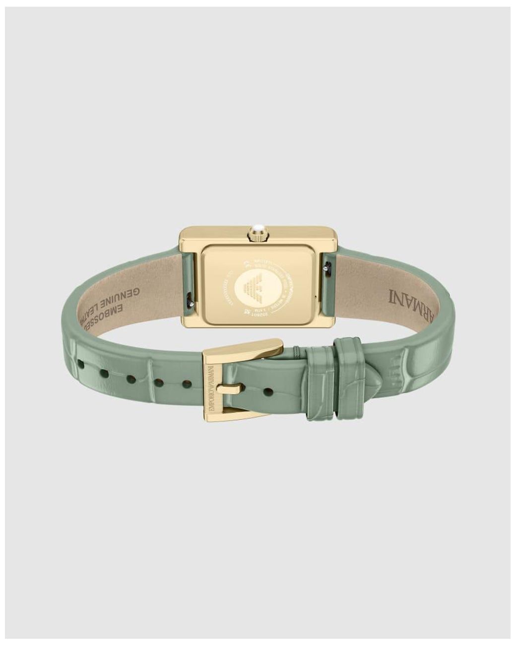 Emporio Armani Green Two-Hand Leather Watch