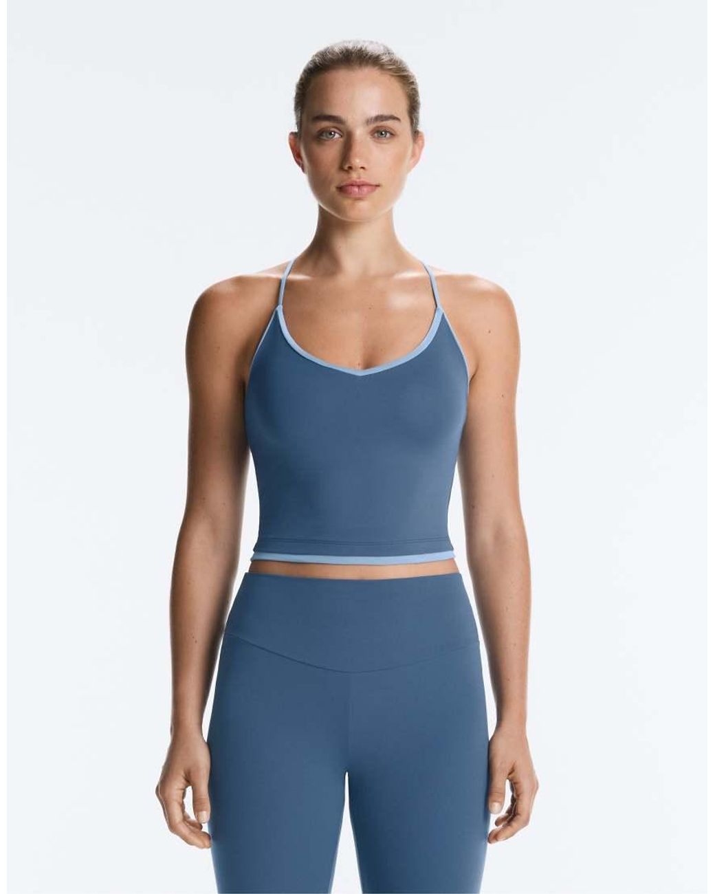 Oysho Blue Comfortlux Crossover Strap Tank Top