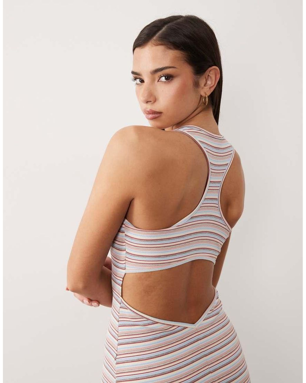South Beach Natural Stripe Jersey Maxi Dress