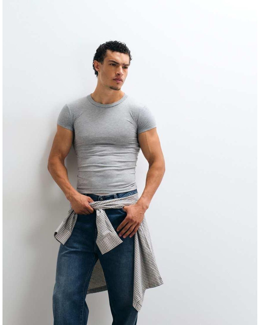 Collusion Blue Shrunken Tshirt for men
