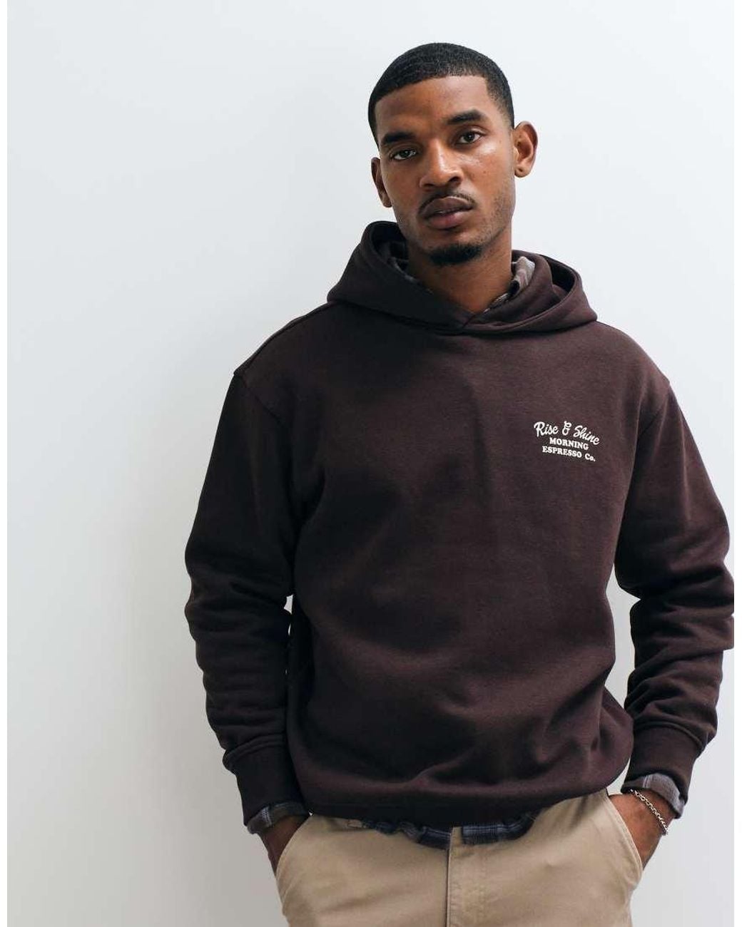 Threadbare Gray Caffeine Crew Graphic Print Hoodie for men