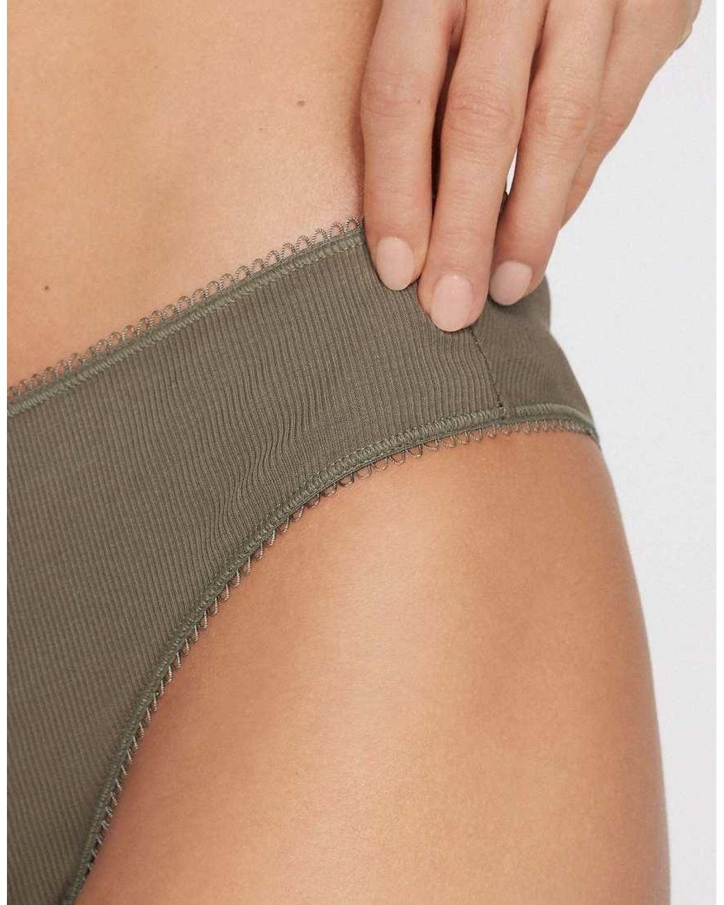 Tezenis Gray Cotton Cutie Ribbed Brazilian Briefs