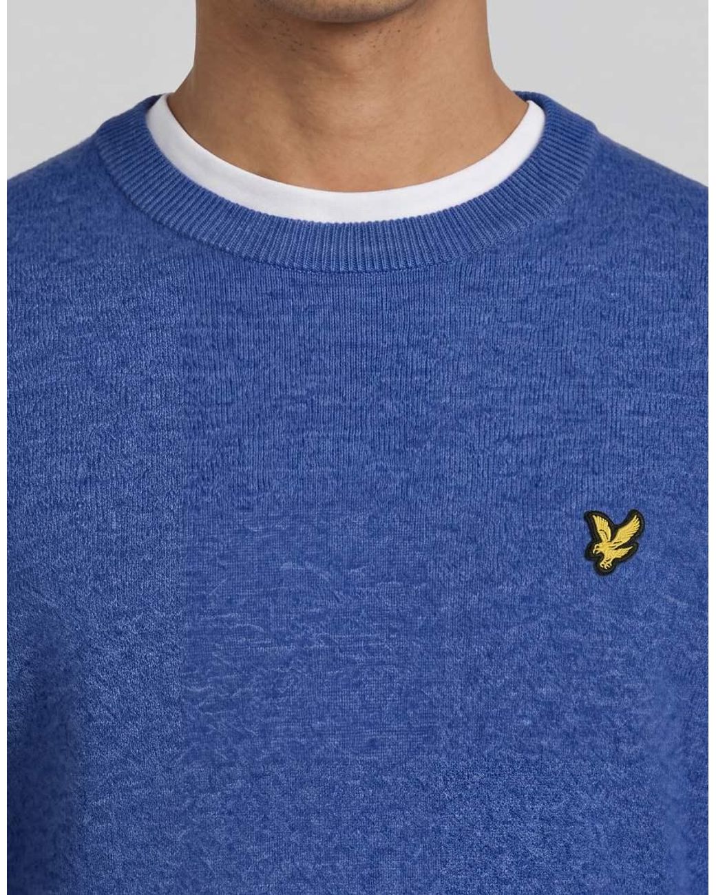 Lyle & Scott Blue Mid Knits Lambswool Blend Crew Neck Jumper for men