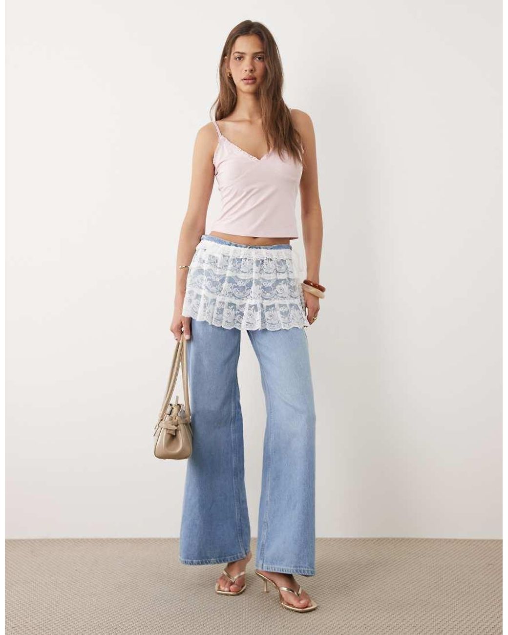 Motel White Asa Lace Wrap Skirt Effect Belt