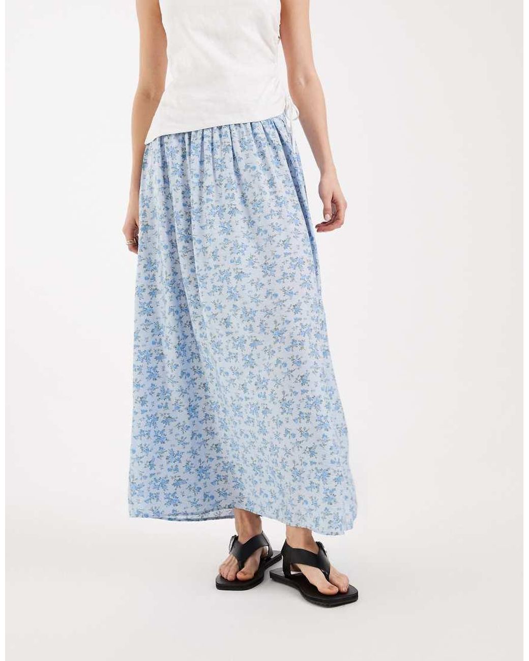 Vero Moda Blue Full Woven Midi Skirt
