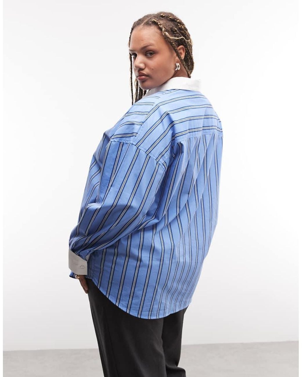 ASOS Blue Asos Design Curve Contrast Collar Shirt