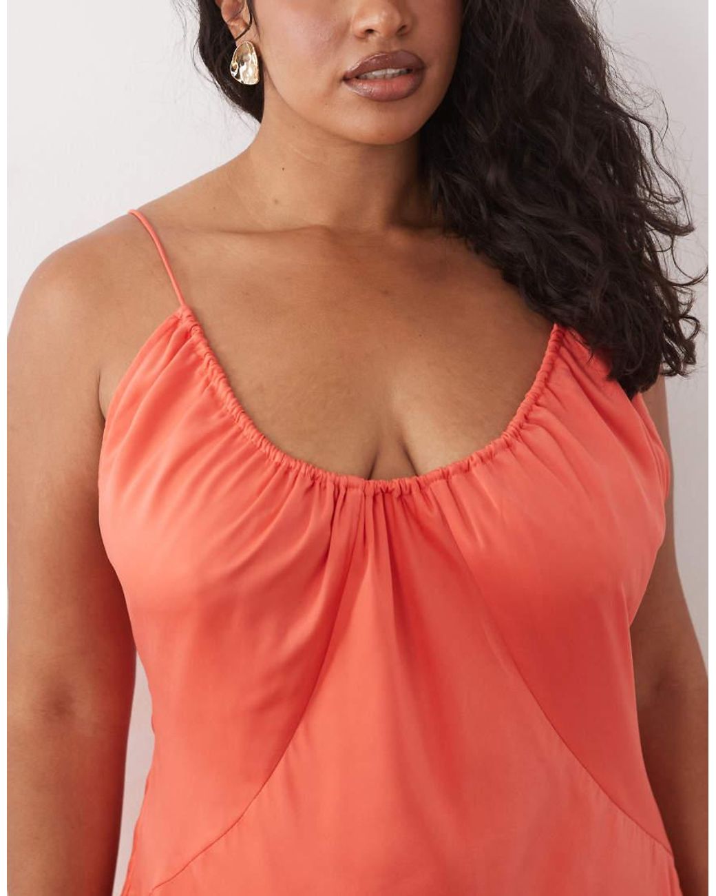 ASOS Red Asos Design Curve Scoop Neck Bias Cut Scarf Neckline Midaxi Dress