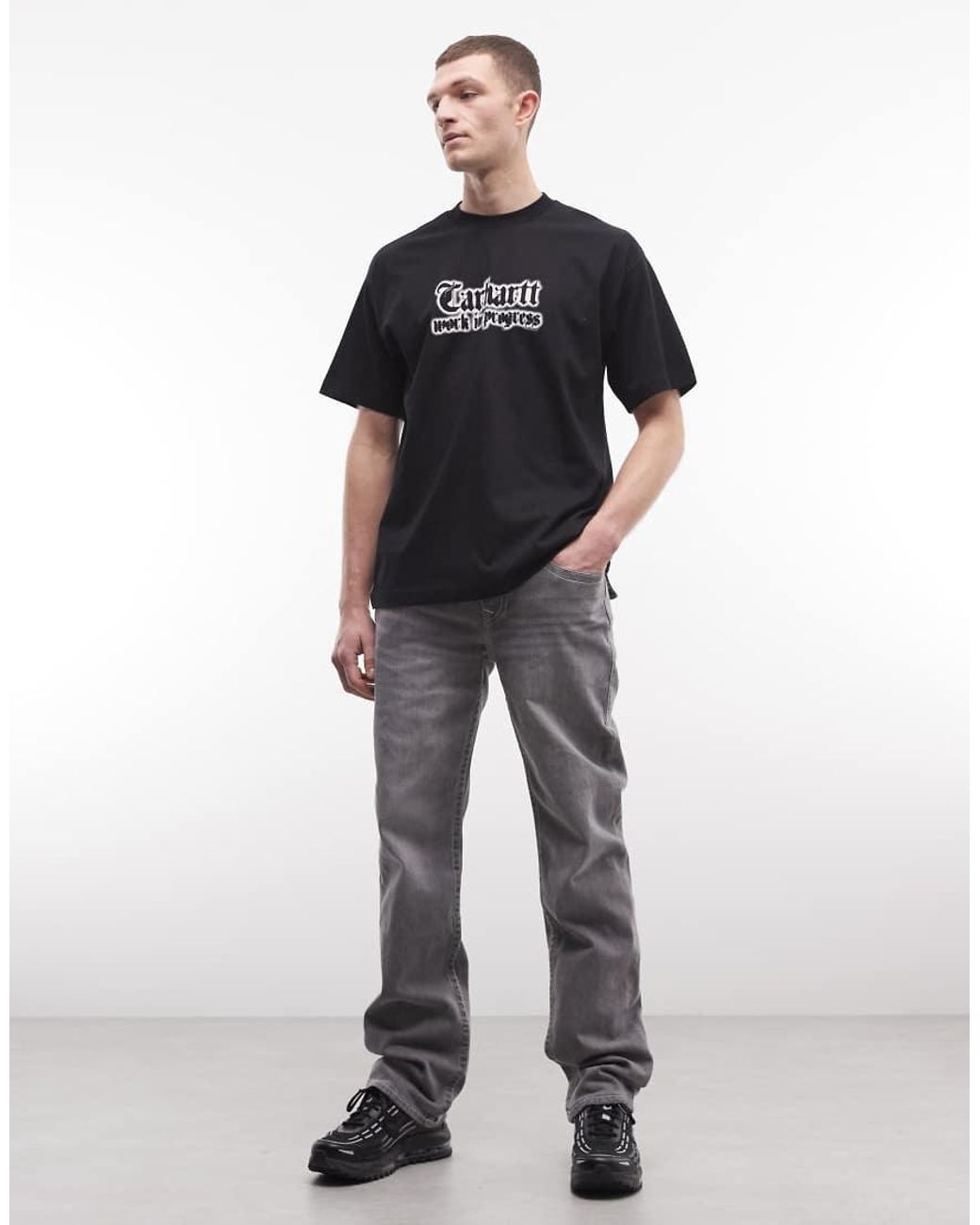 True Religion Gray Ricky Straight Jeans for men