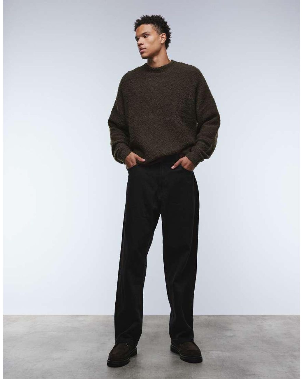 ASOS Gray Super Oversized Knit Boucle Sweater for men