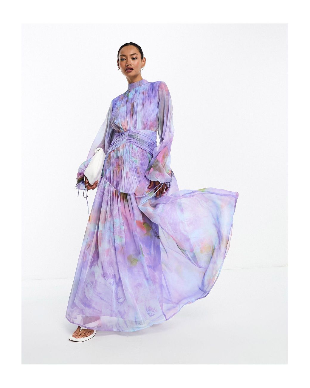 chinese dress ladies La Lune High Neck Ruched Maxi Dress | Lemon | Dresses main image 0