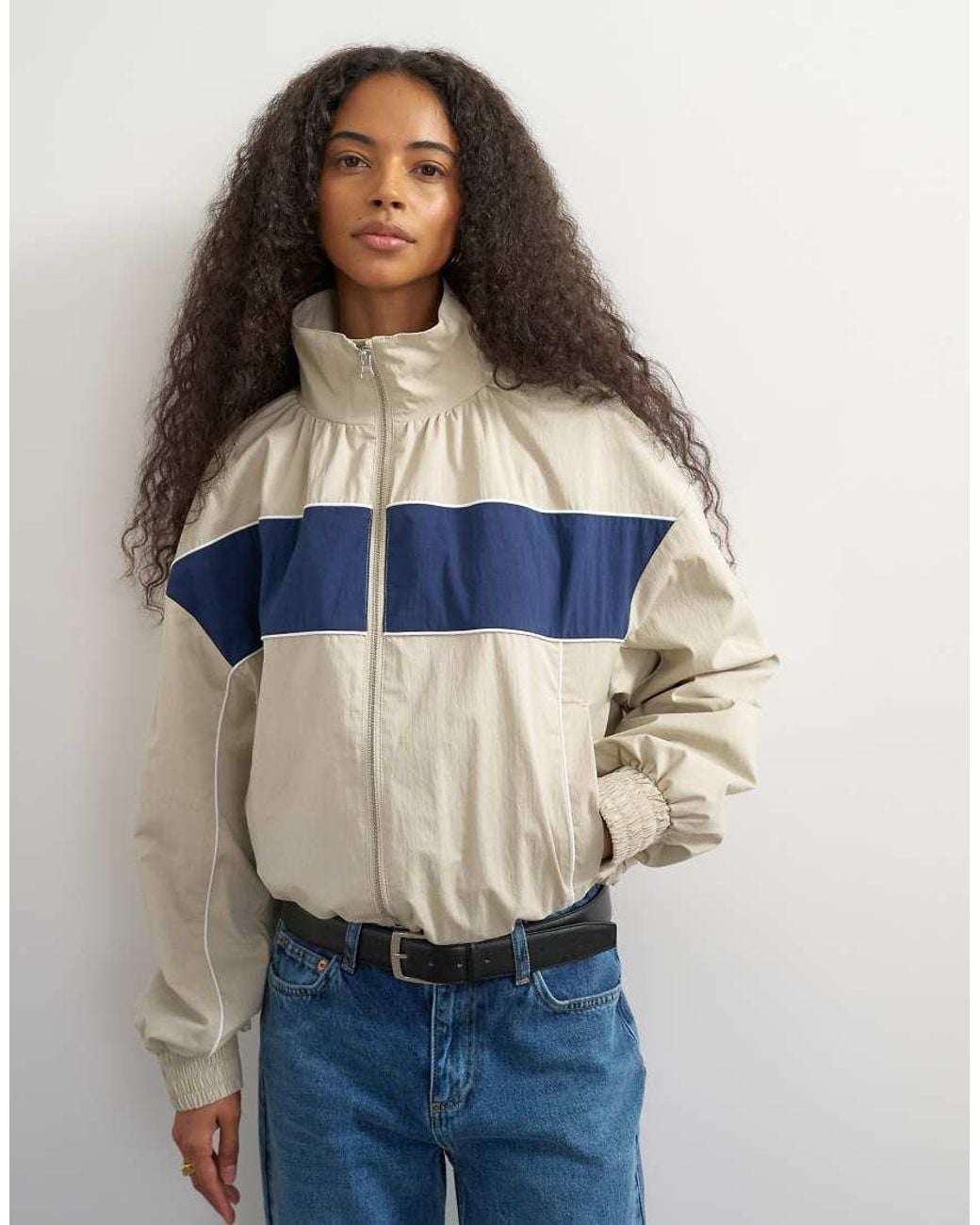 TOPSHOP Blue Contrast Piping Track Jacket