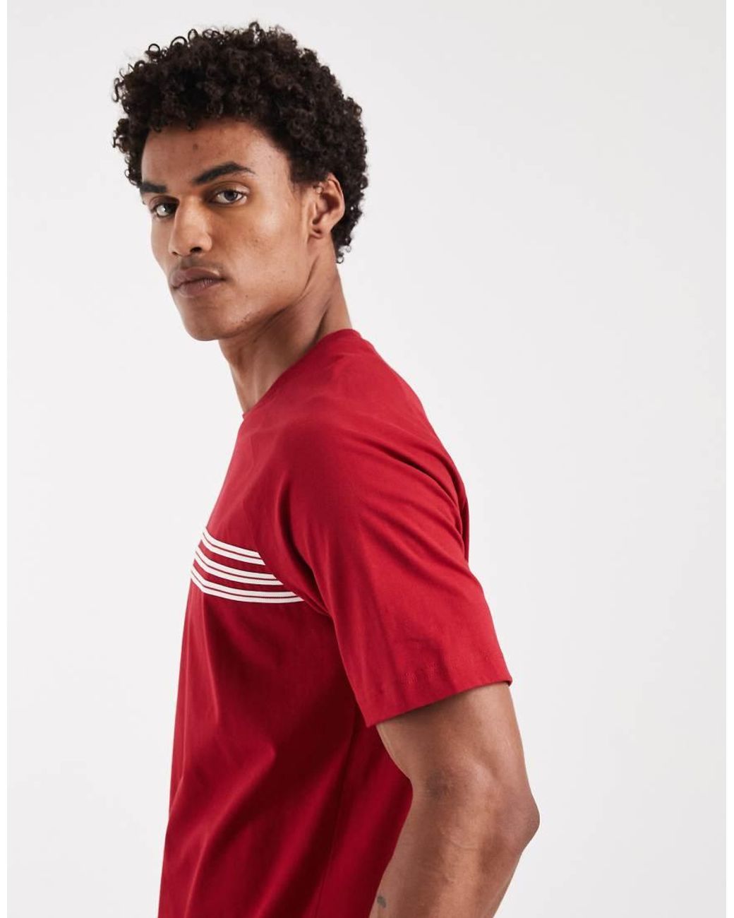 Adidas Originals Red Chest Stripes T-shirt for men