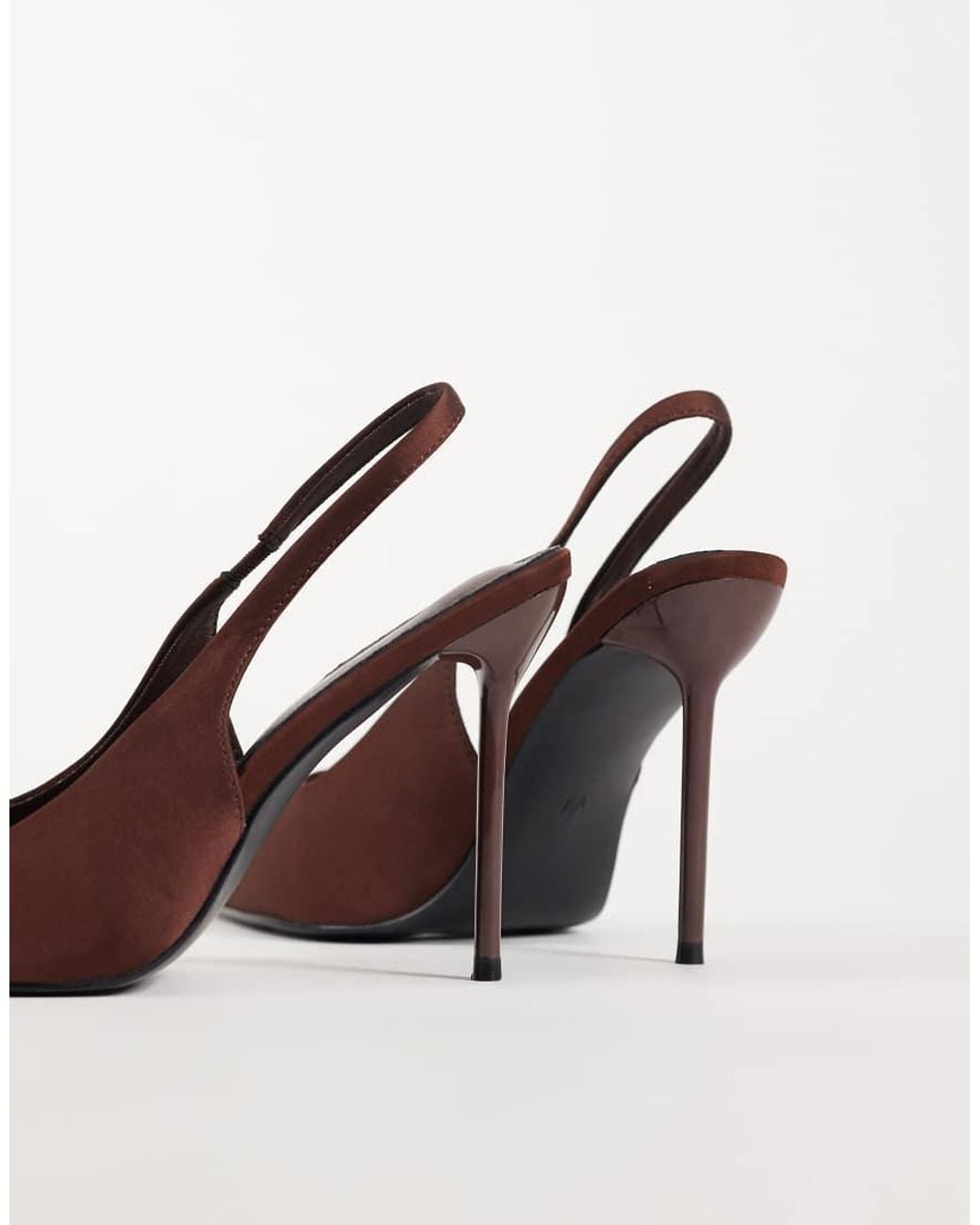 Public Desire Brown Allure Slingback Heeled Court Shoes