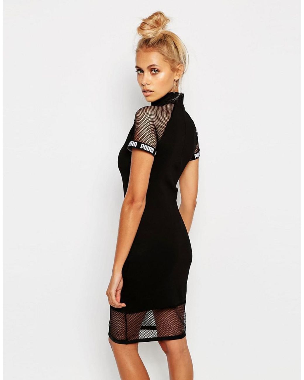 PUMA Exclusive To Asos Bodycon Dress With Mesh Inserts in Black | Lyst