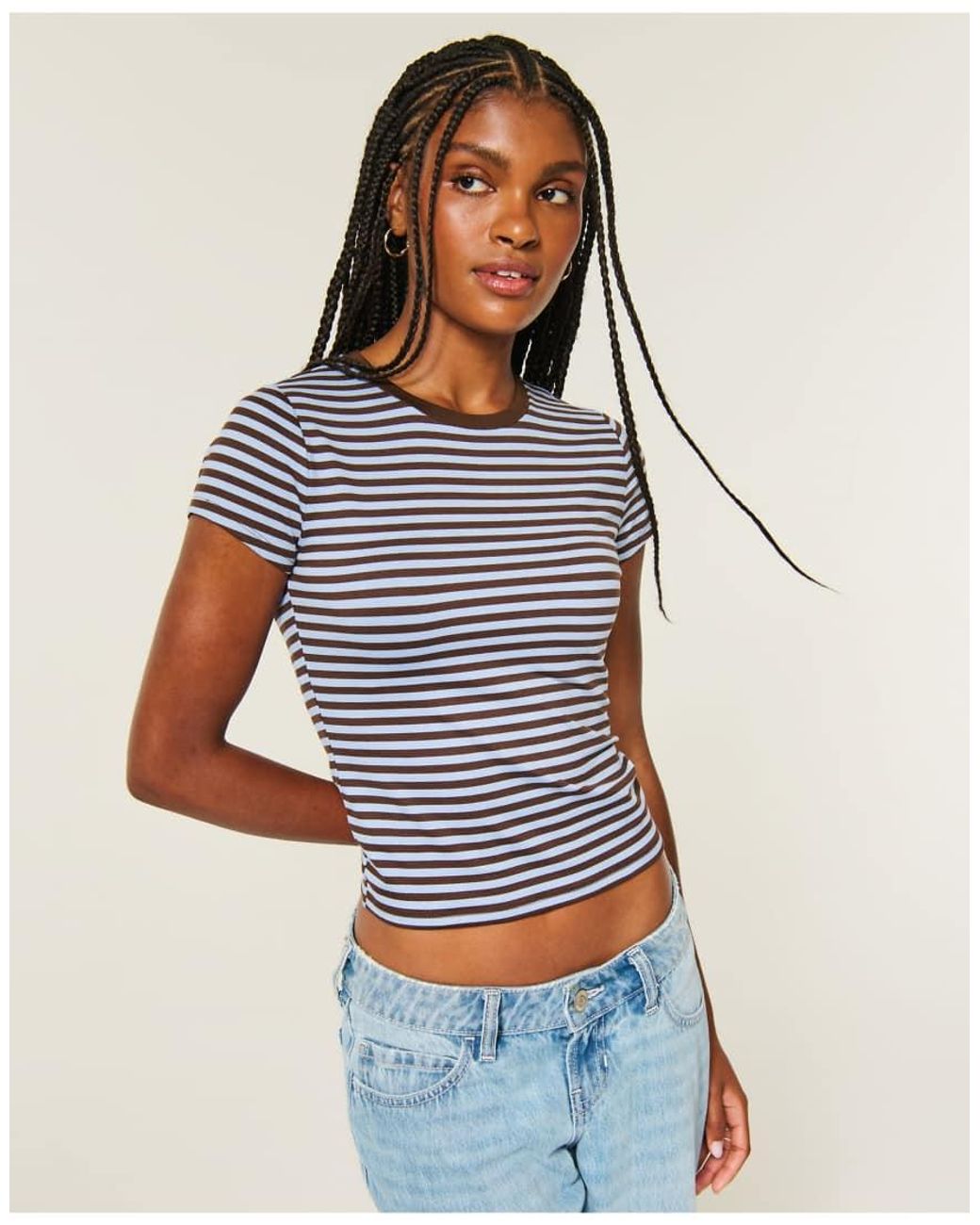 Hollister Blue Soft Seamless Fabric Crew Baby Tee