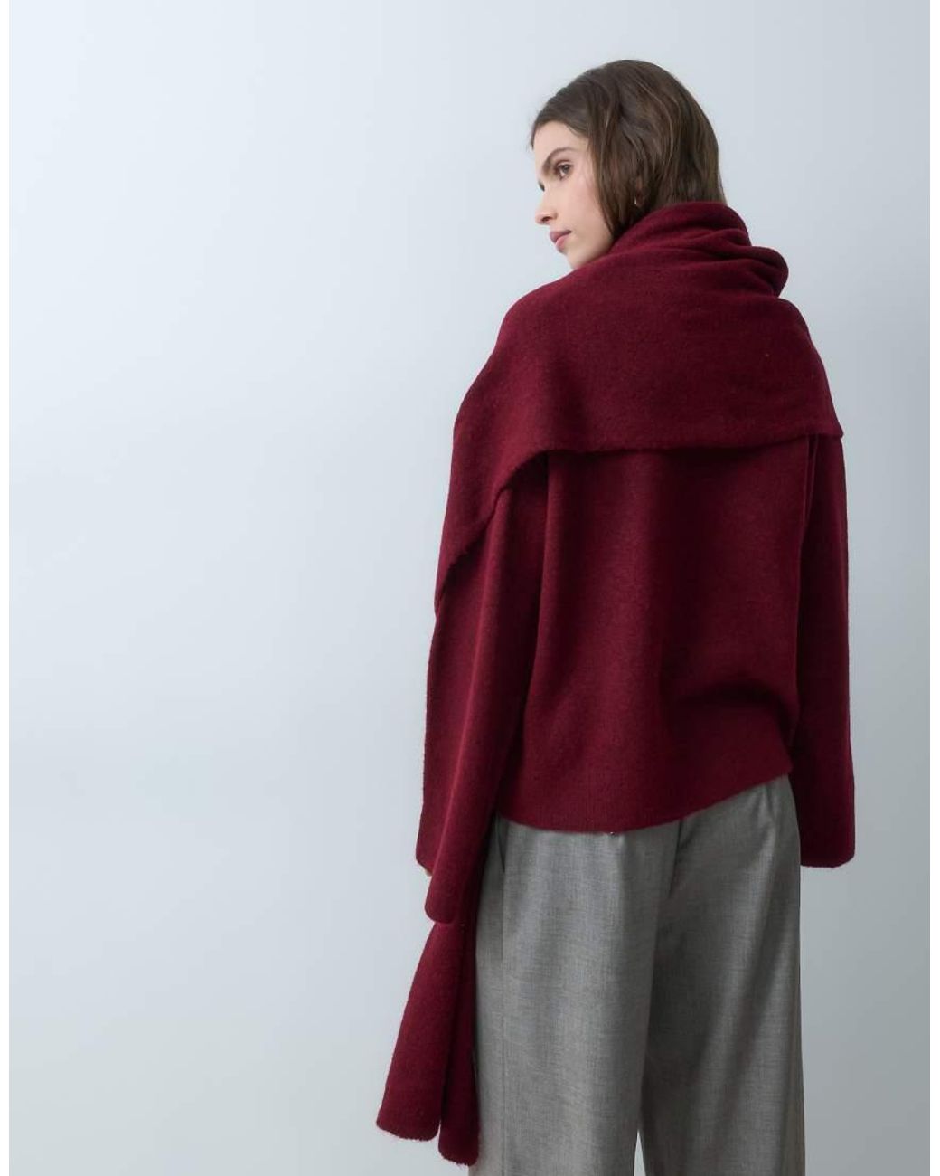 ASOS Red Knitted Scarf Detail Jumper